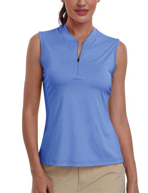 MoFiz Women's Golf Polo Sleeveless Shirt, Quick Dry, Zipper Neck ...