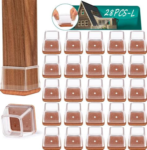 Anicco Upgrade 28pcs Square Chair Leg Floor Protectors,Silicone Chair ...