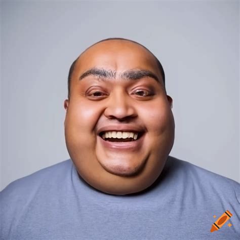 Smiling overweight man with no teeth on Craiyon