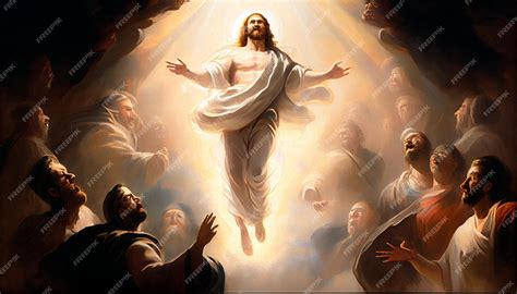 Premium Photo | Resurrection of Jesus Jesus is ascending to the heaven ...