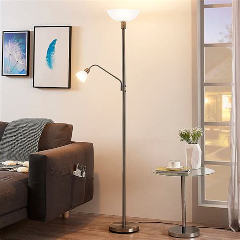 Lindby Jost uplighter, 180 cm, nickel-coloured, reading light | Lights ...