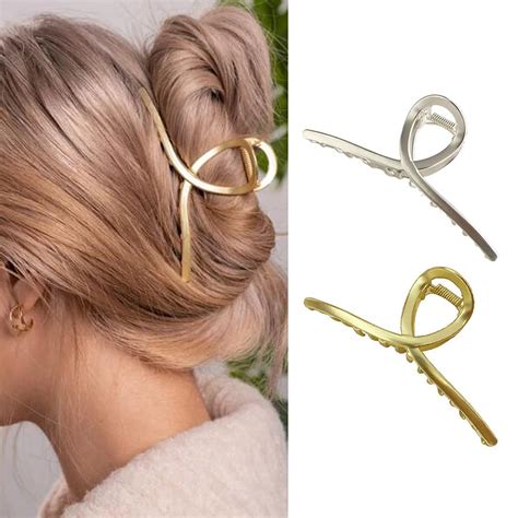 Snapklik.com : Brinie Hair Claw Clips Gold Metal Clips Claw Large Hair ...