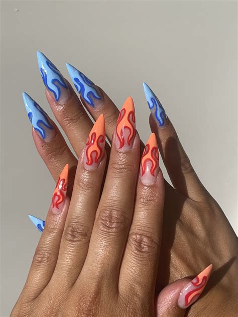 Flame nails | Rave nails, Flame nail art, Crazy nails