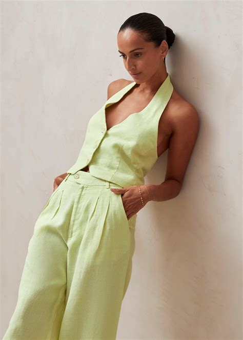 Kaede Green Pants - S | Wide leg linen pants, Green pants, Brown ...
