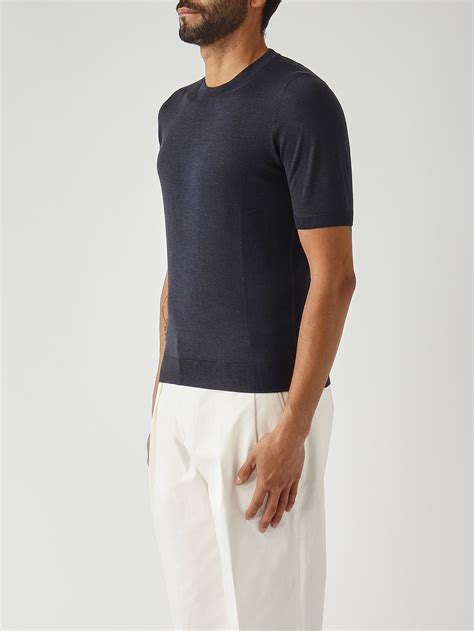 Gran Sasso Maglia uomo in seta super Tasmania - Navy Scuro | Caposerio.com