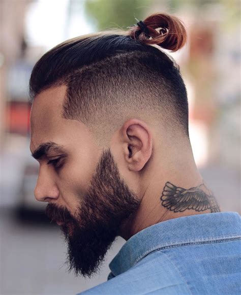 11 Awesome Man Bun Hairstyles With a Fade for 2024 | Man bun hairstyles ...