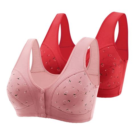 Erwazi 2 Pack Womens Front Closure Full Figure Bras Comfort Wireless ...