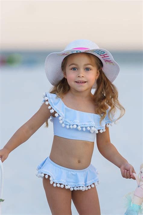 Stella Cove Blue & White Pom-Pom Two-Piece Swimsuit for Girls