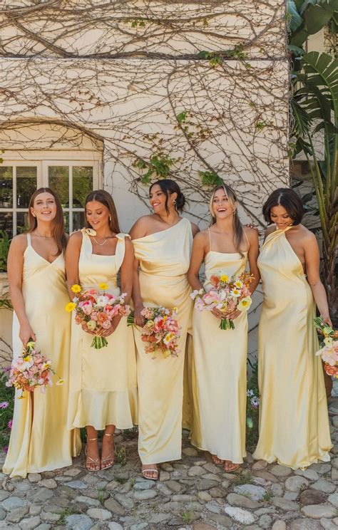 Garden Midi Dress ~ Pale Yellow Luxe Satin | Yellow bridesmaid dresses ...