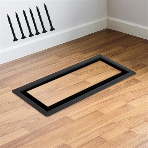 Flush Mount Floor Register 4" x 10" Matte Black Metal (Opening Size:3. ...