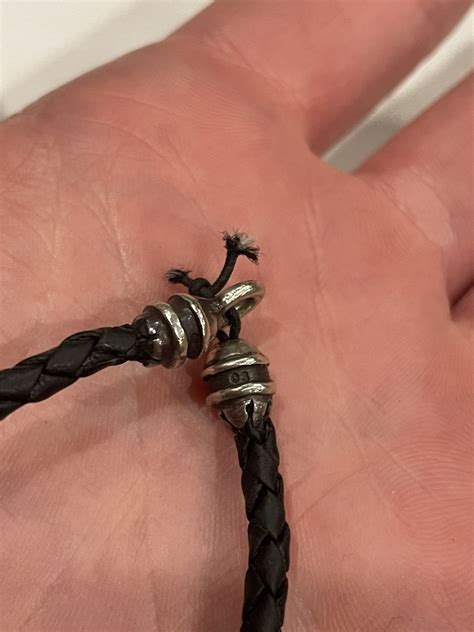 Chrome Hearts Chrome Hearts Leather Braid Bracelet Silver Tips 925 ...