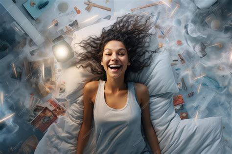 Premium AI Image | Beautiful naked girl in bed moans with pleasure ...