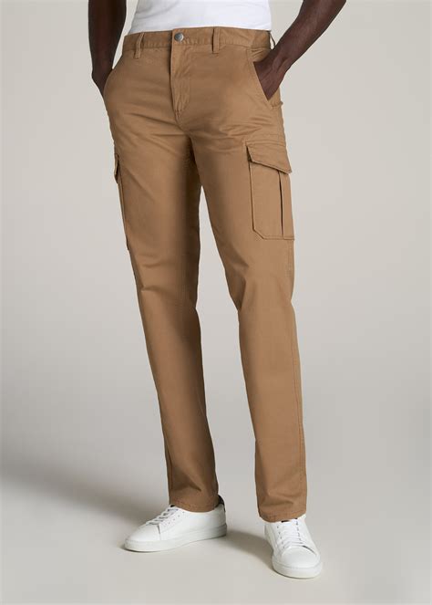 Men's Tall Cargos: Stretch Twill Cargo Russet Brown Pants – American Tall
