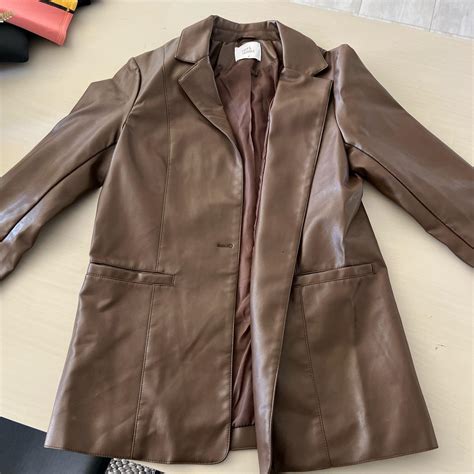 Blazer, leather. Never worn. Size 8. $35 - Depop