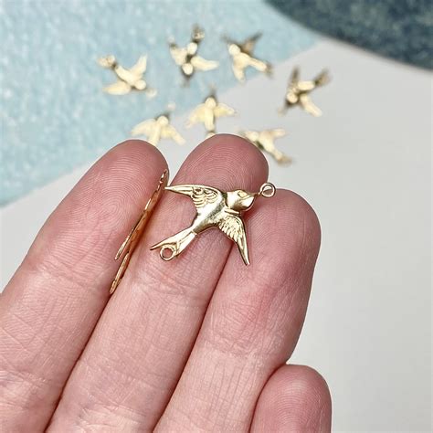 Wholesale Swallow Bird 14kt Gold Filled Connector Charm