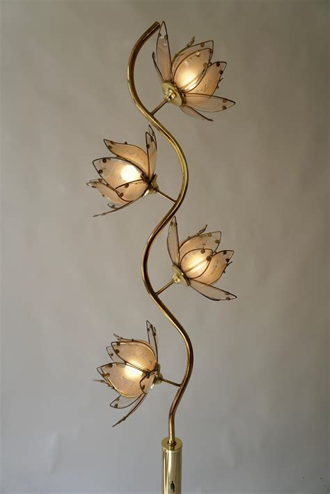 Mid Century Modern Vintage Hollywood Regency White Glass Lotus Flower ...