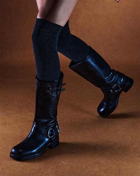 ASTOR Black Leather Knee-High Boot | Women's Boots | Black leather knee ...