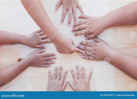 Children Little Kids Playing Circle Point Finger Game Stock Image ...
