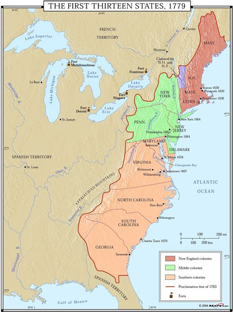 The First Thirteen States 1779 Map | Map Geek.com
