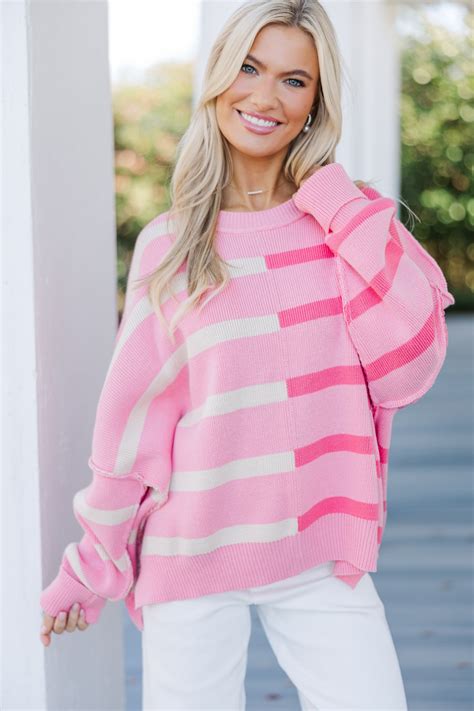 Give You Joy Pink Striped Sweater – Shop the Mint