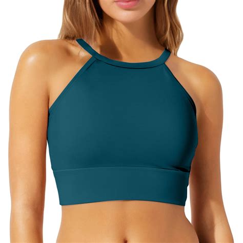 BYHONG Women Swim Bikini Top High Neck Bathing Suit Top Swimwear Navy L ...