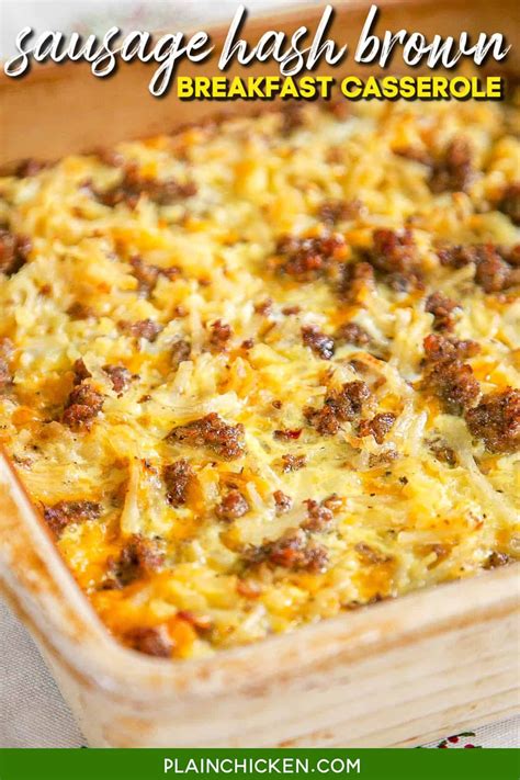 Sausage Hash Brown Breakfast Casserole - hash browns, sausage, eggs ...