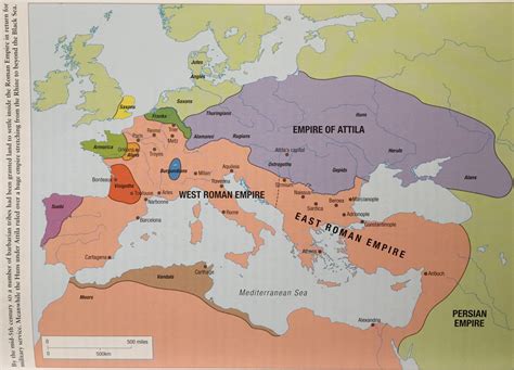 Roman Empire Mid-5th Century AD Map