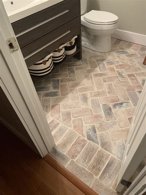Brick Flooring for a Modern Farmhouse Bathroom