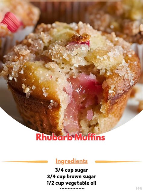 Grandma - Rhubarb 🚡 Muffins 🥧 Moist and tender muffins bursting with ...