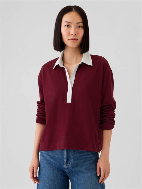 Cropped Rugby Polo Shirt | Gap
