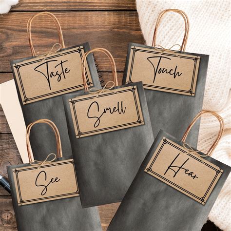 5 Senses Gift Bags for Him Five Senses Tags Set Gifts for Husband ...