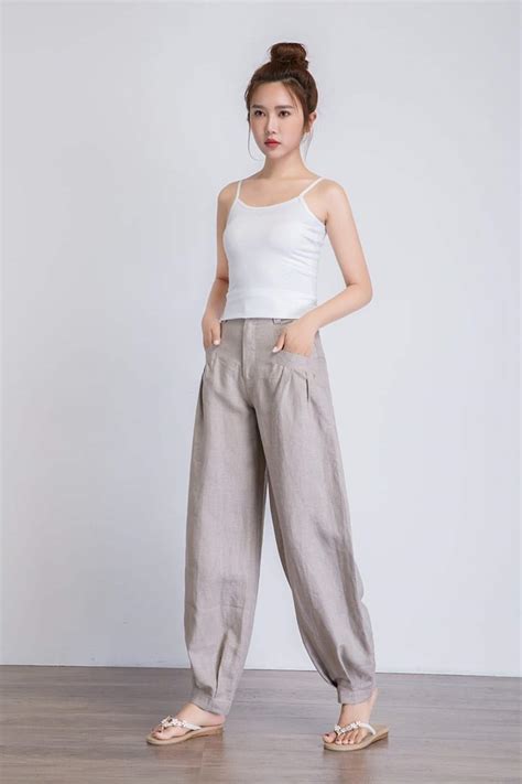 Linen Casual Pants Long Linen Pants Women Linen Pants | Etsy