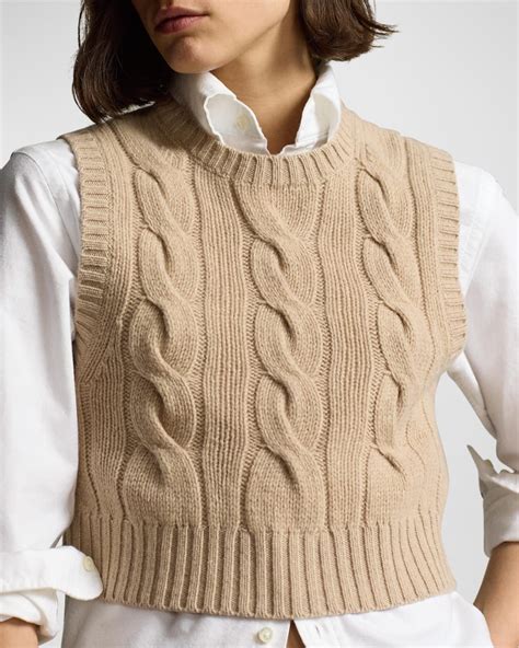 Polo Ralph Lauren Cropped Cable Wool-Cashmere Sweater in 2024 | Cable ...