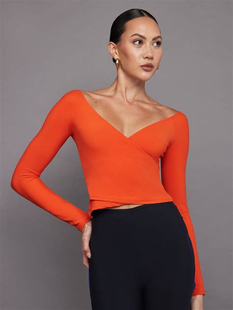 Long Sleeve Wrap Top in Melt - Orange – Carbon38