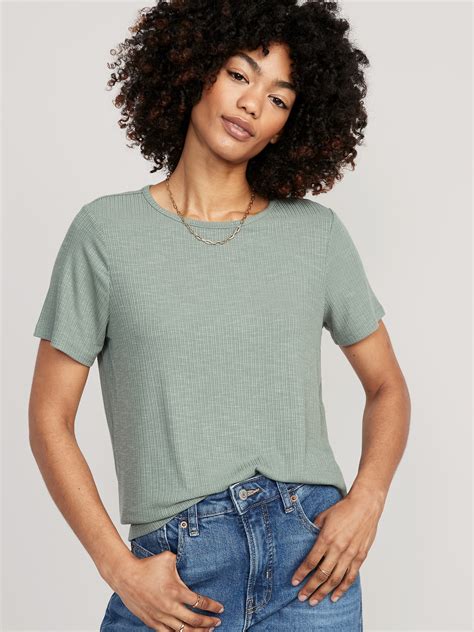 Luxe Ribbed Slub-Knit T-Shirt for Women | Old Navy