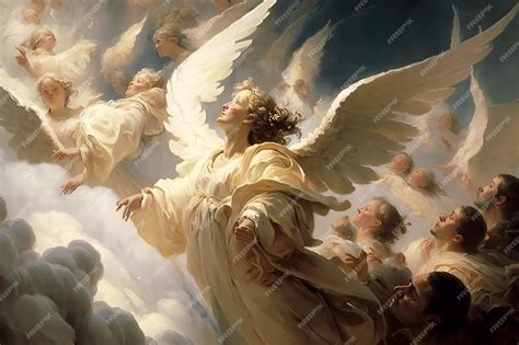 Premium Photo | A painting of an angel with wings and wings