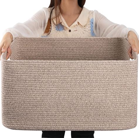 OIAHOMY 75L Large Blanket Basket, Woven Storage Basket with Handle ...