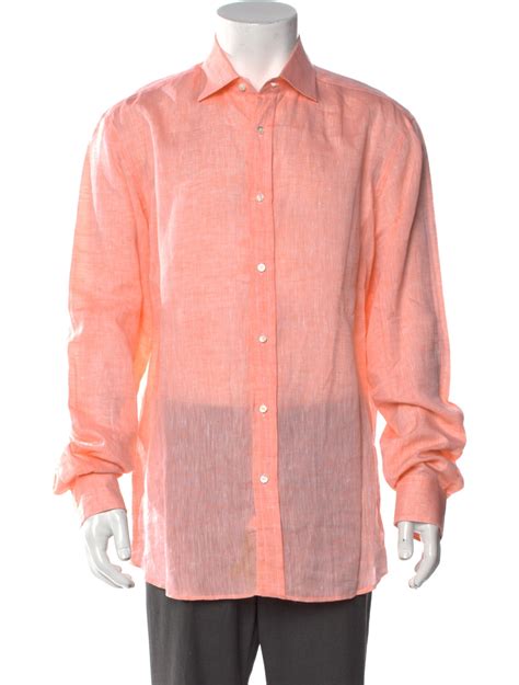 Ralph Lauren Purple Label Linen Long Sleeve Dress Shirt - Orange Dress ...