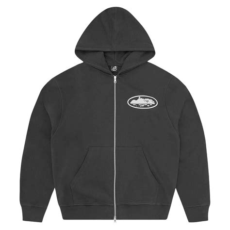 Corteiz Island Puff Print Zip Up Hoodie Black | Corteiz | KershKicks