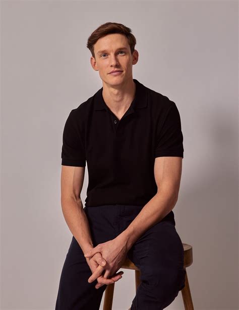 Men's Black Mercerised Cotton Polo Shirt - Short Sleeve | Hawes and Curtis