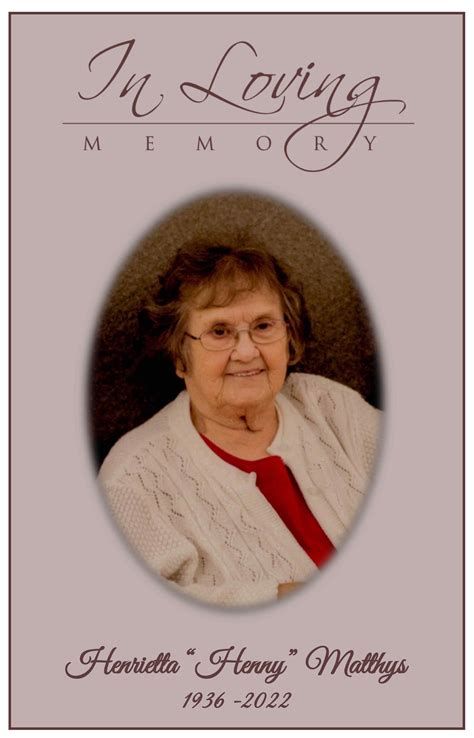 Henrietta "Henny" Matthys Obituary August 30, 2022 - Vertin-Munson ...