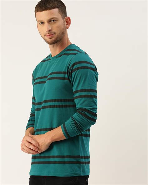 Buy Men's Green Striped T-shirt for Men Blue Online at Bewakoof