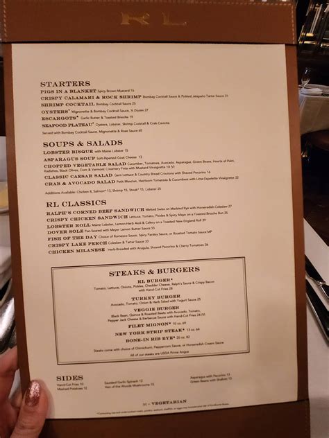 Menu at RL Restaurant, Chicago, 115 E Chicago Ave