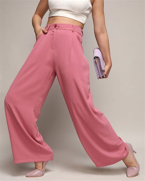 Buy Women's Salmon Pink Straight Fit Pants Online at Bewakoof