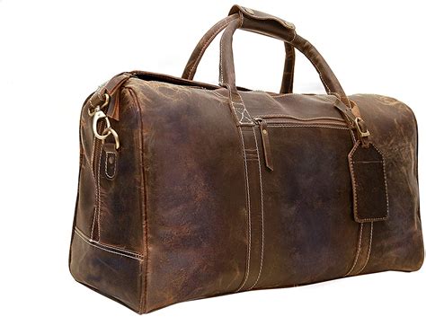 21" Genuine Buffalo Leather Travel Duffle Bag | Overnight Weekend ...