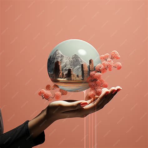 Hand with sphere abstract background | AI-generated image