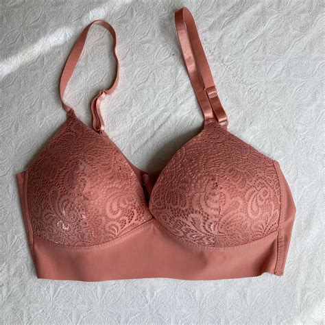 PRIMA VALENTINA Wire Free Lace Bra, Size 36C, Salmon Pink | eBay