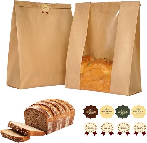 Amazon.com: Thenshop 100 Pieces Paper Bread Bag with Window for ...