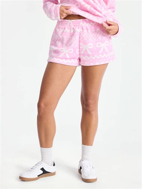 No Boundaries Pull-On Printed Plush Shorts, 2'' Inseam, Women's ...