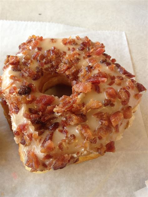 Maple bacon donut from Gibson's Donuts~ Perfection~~~ | Bacon donut ...